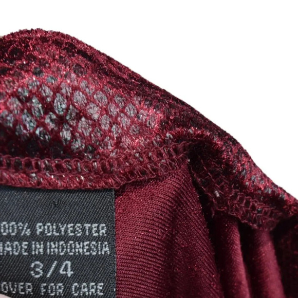 VINTAGE EXPRESS || Glam Velour Mixed Texture Snakeprint Ox Blood Flowy Pants 3 4 - Picture 10 of 10